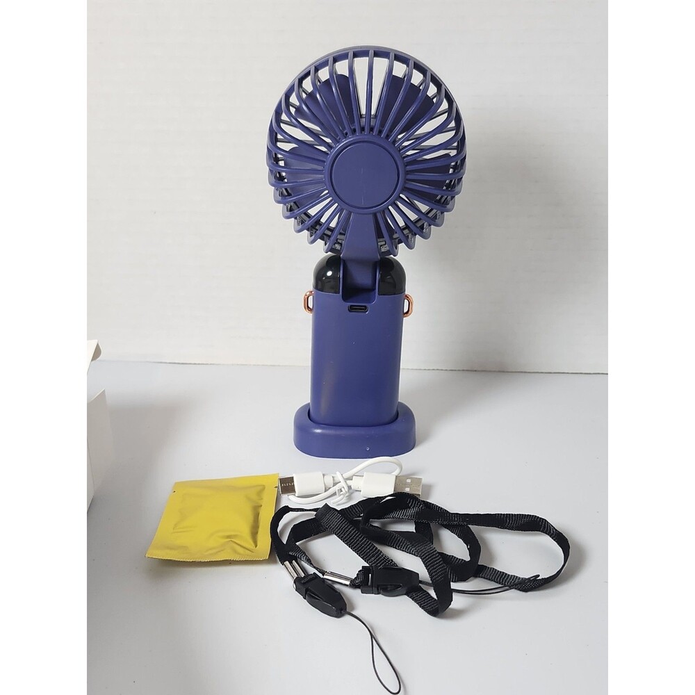 Portable Electric Handheld Fan USB Rechargeable - Blue